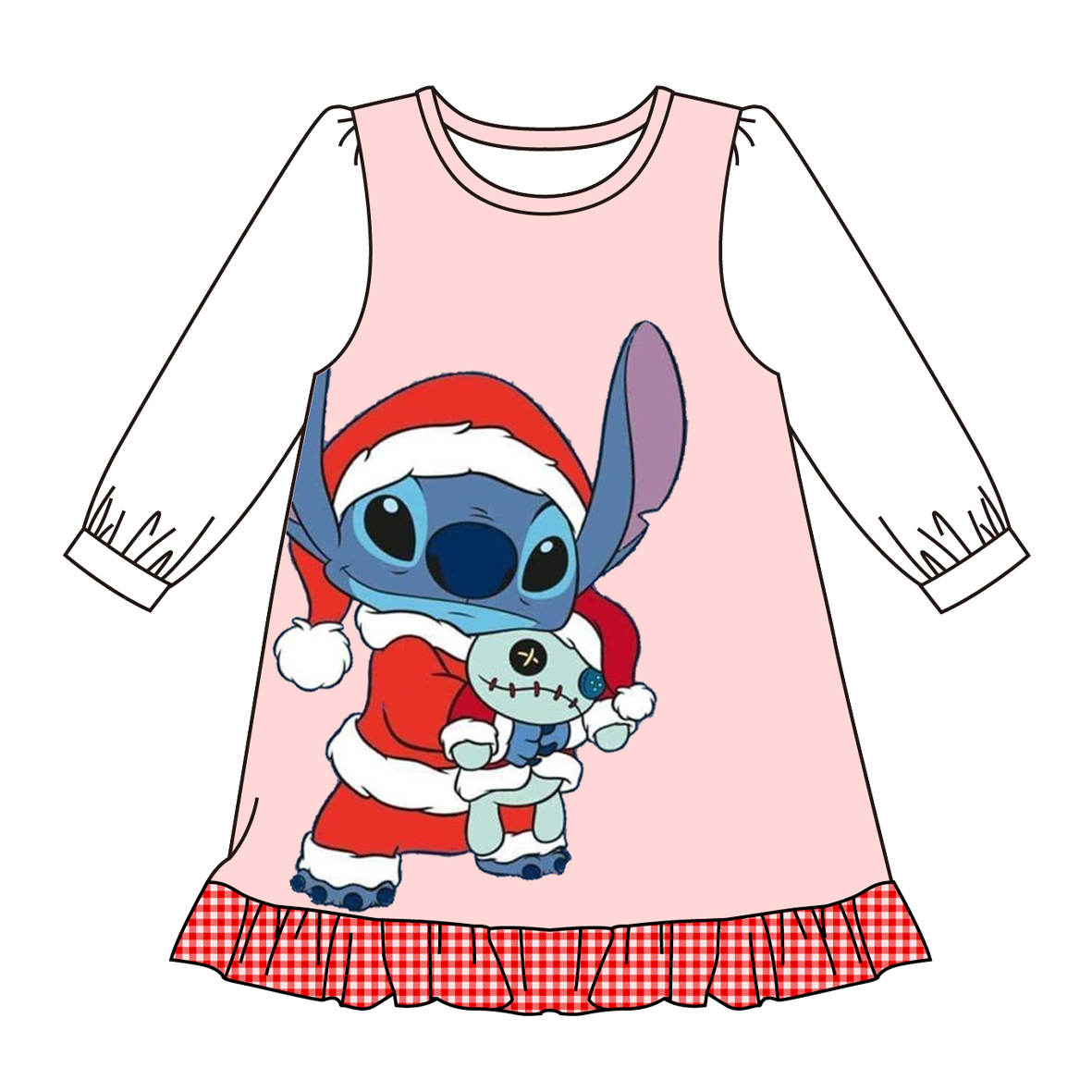 （Pre Order）Girls Christmas Cartoon Print Nightgown