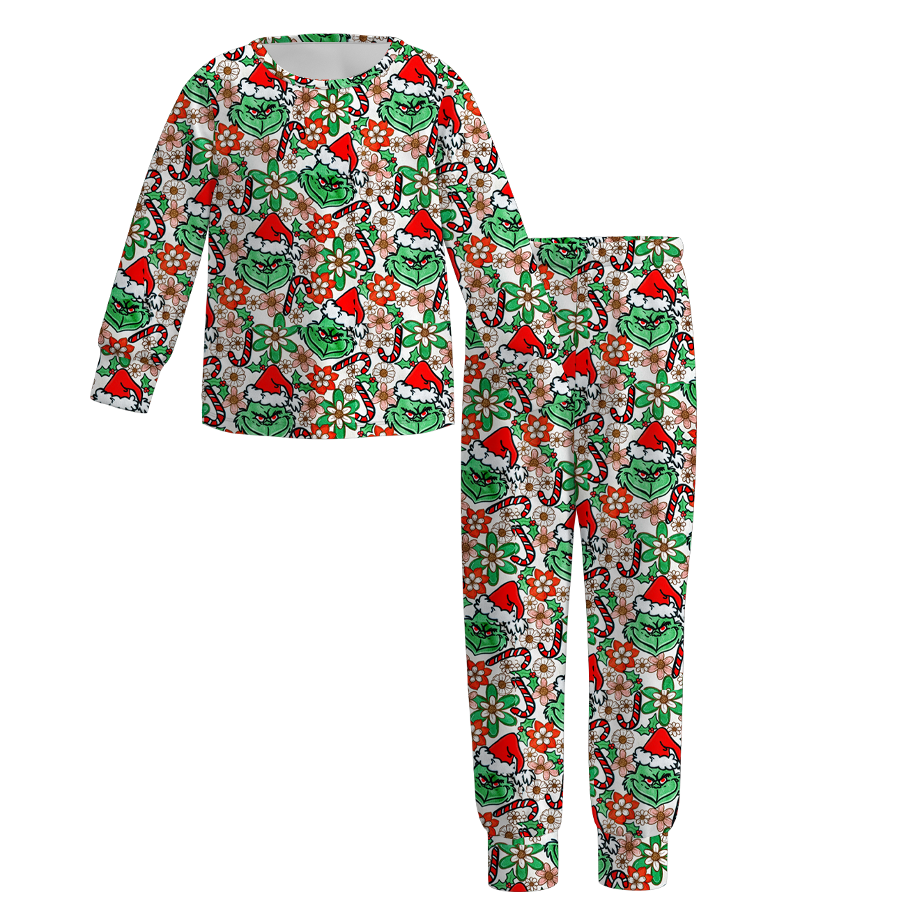 （Pre Order）Girls Christmas Cartoon Print Pajamas