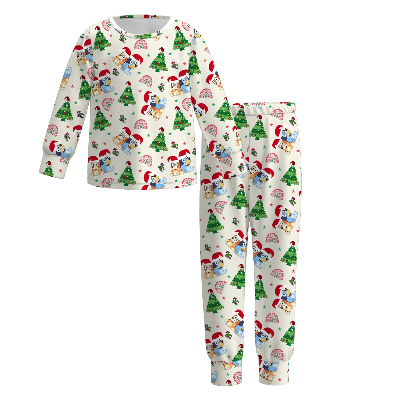 （Pre Order）Girls Christmas Cartoon Print Pajamas