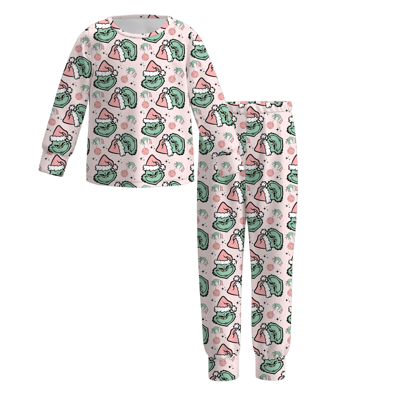 （Pre Order）Girls Christmas Cartoon Print Pajamas