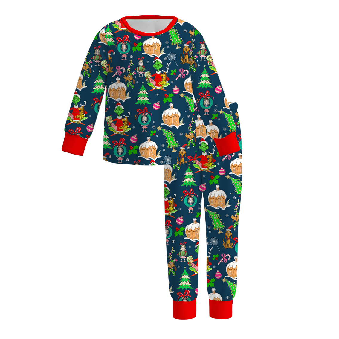 （Pre Order）Girls Christmas Cute Cartoon Print Pajamas