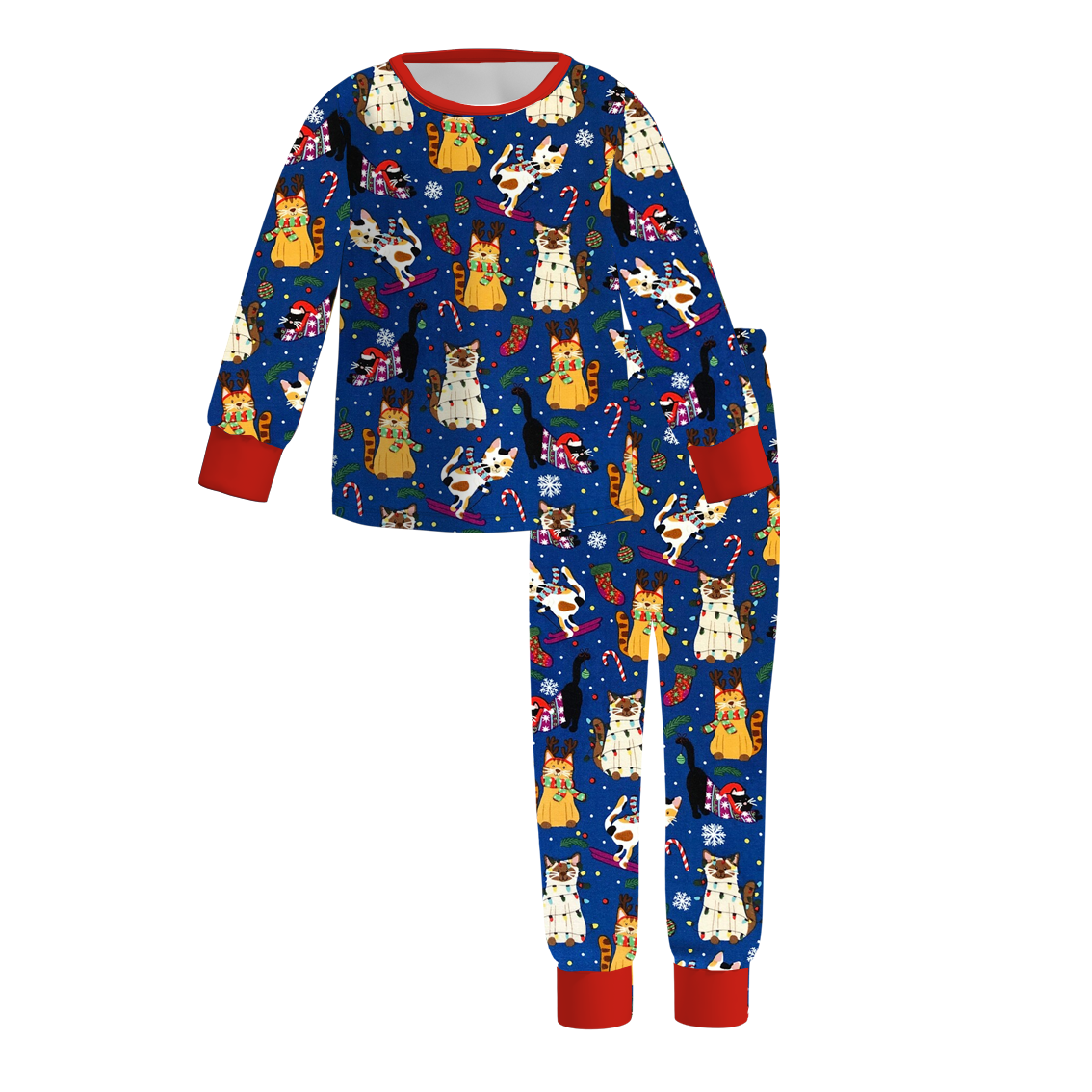 （Pre Order）Girls Christmas Cute Cartoon Print Pajamas