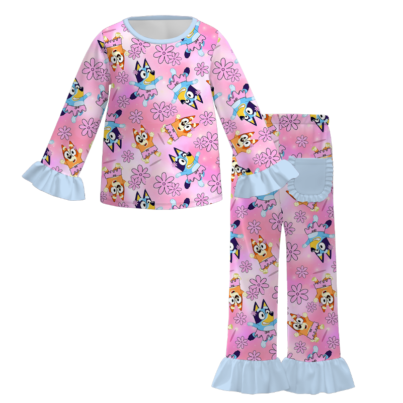 （Pre Order）Girls Valentine's Day Cartoon Print Pajamas