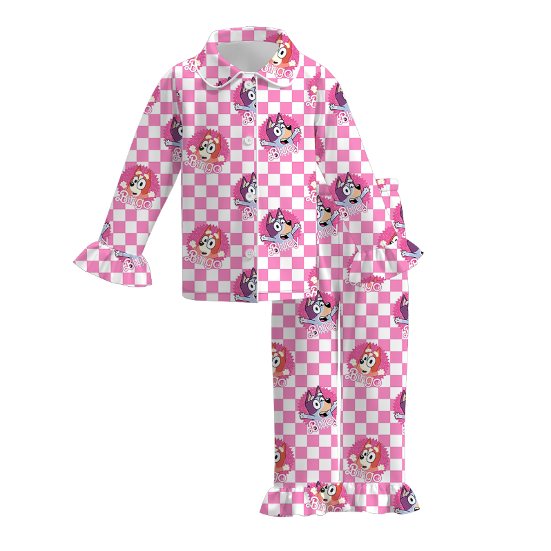 （Pre Order）Girls Valentine's Day Cartoon Print Pajamas