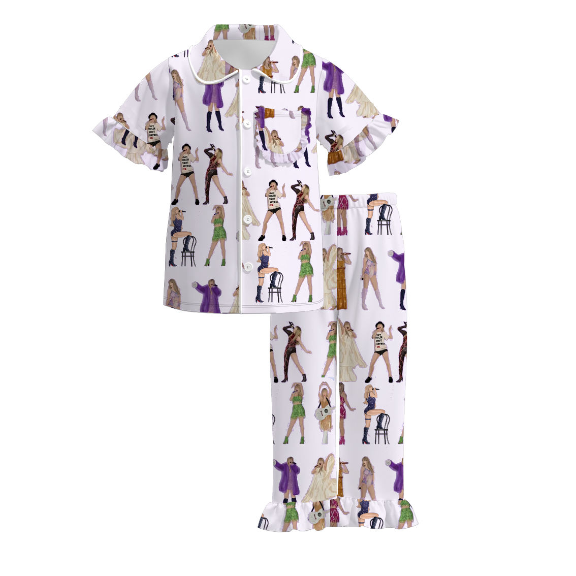 （Pre Order）Girls Spring and Summer TS Print Pajamas