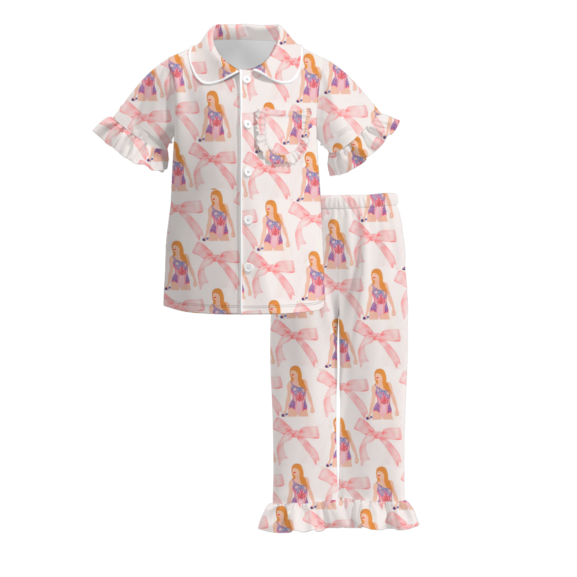 （Pre Order）Girls Spring and Summer TS Print Pajamas