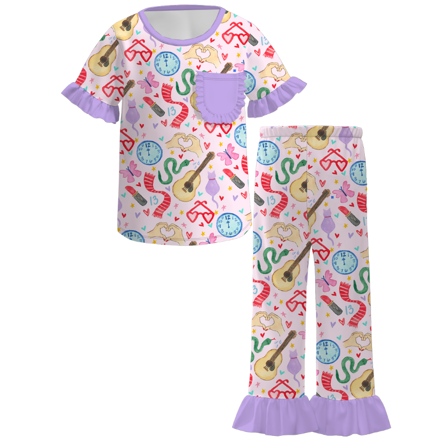 （Pre Order）Girls Spring and Summer TS Print Pajamas