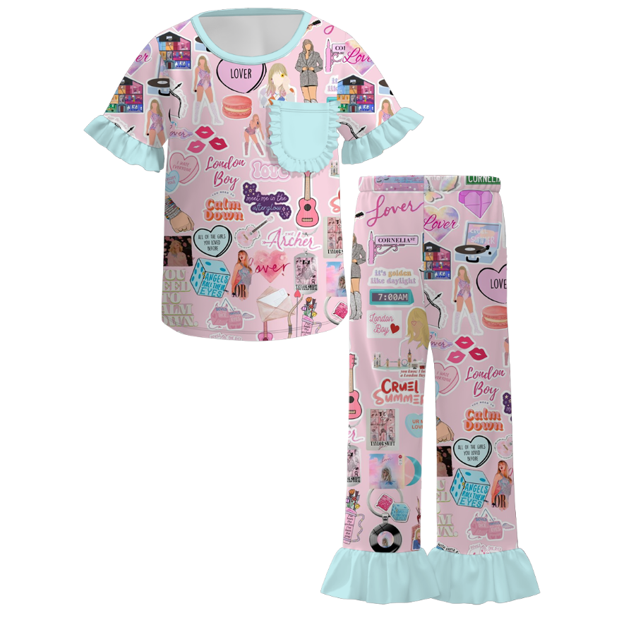 （Pre Order）Girls Spring and Summer TS Print Pajamas