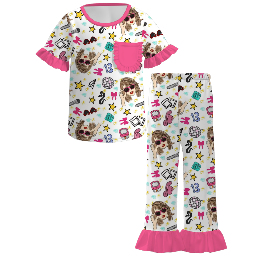 （Pre Order）Girls Spring and Summer TS Print Pajamas