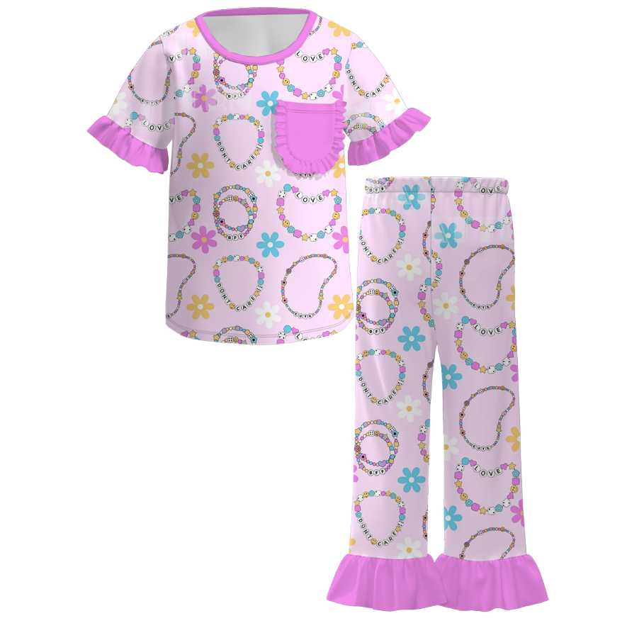 （Pre Order）Girls Spring and Summer TS Print Pajamas