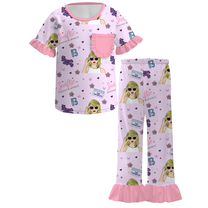 （Pre Order）Girls Spring and Summer TS Print Pajamas