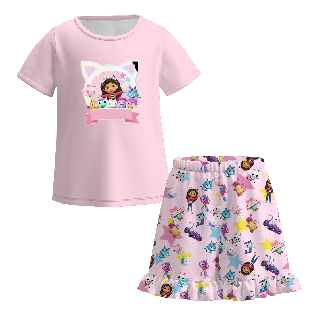 （Pre Order）Girls Spring and Summer Cartoon Character Print Pajamas