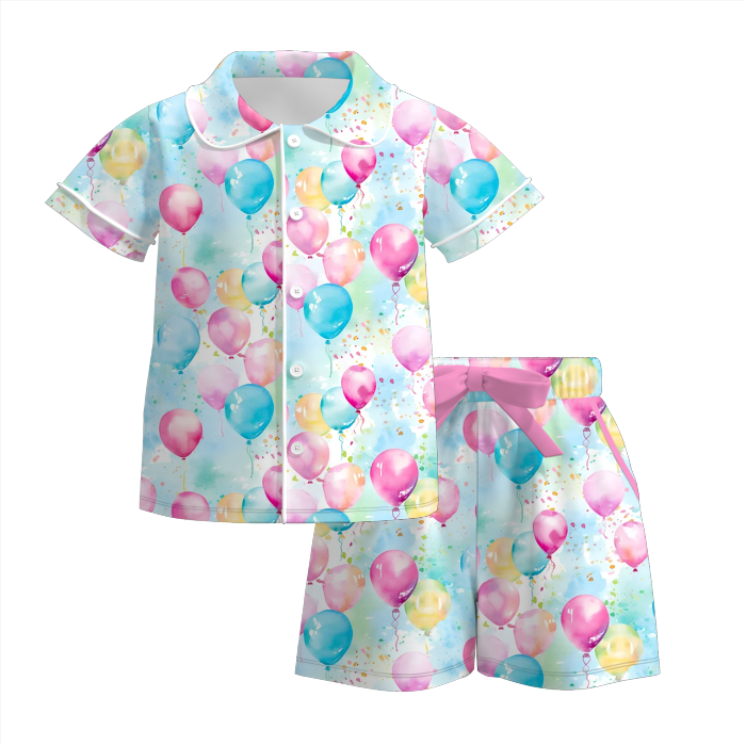 （Pre Order）Girls Spring and Summer Birthday Print Pajamas