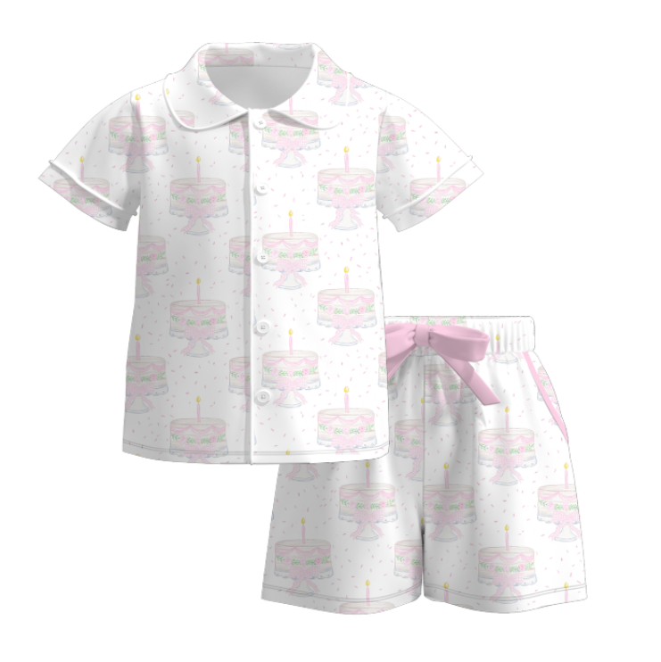 （Pre Order）Girls Spring and Summer Birthday Print Pajamas