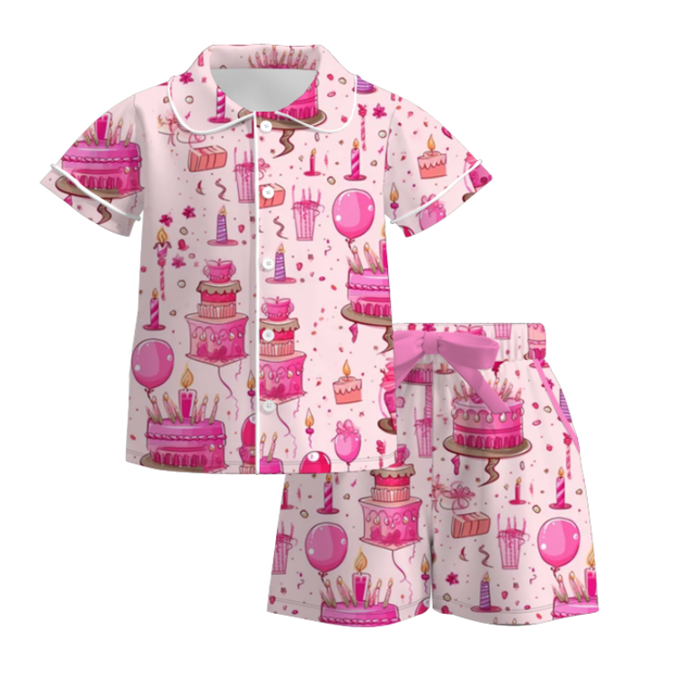 （Pre Order）Girls Spring and Summer Birthday Print Pajamas