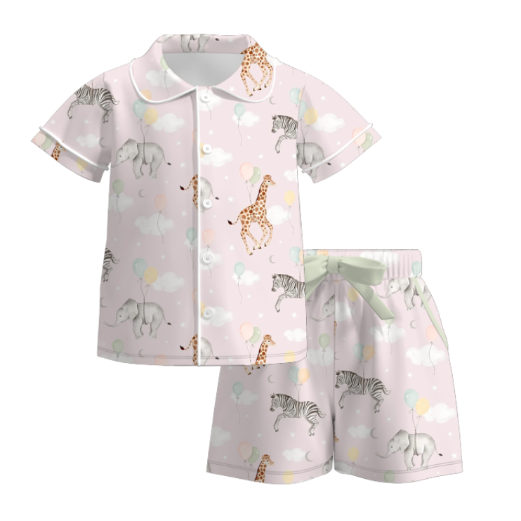 （Pre Order）Girls Spring and Summer Birthday Print Pajamas