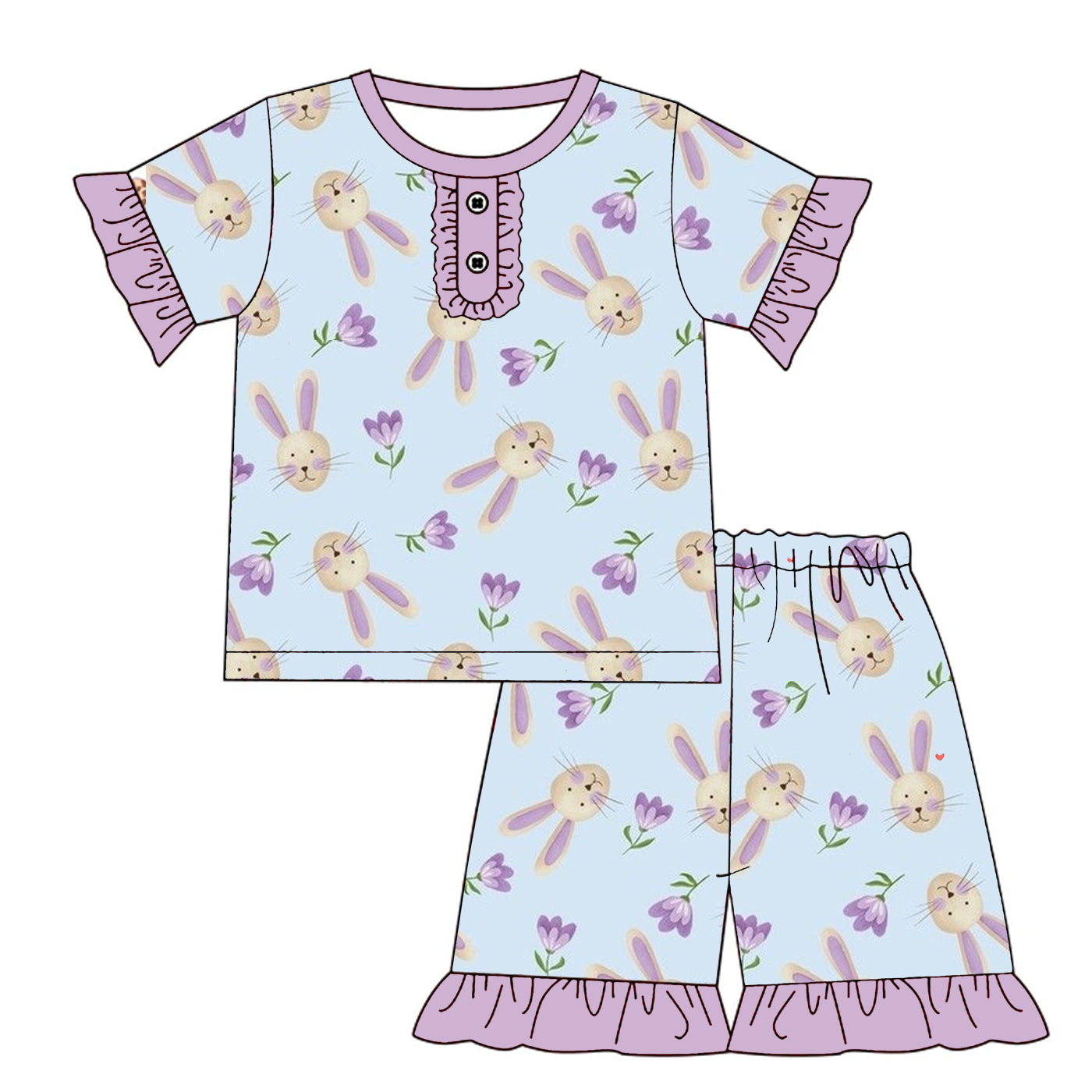 （Pre Order）Girls Easter Bunny Print Pajamas