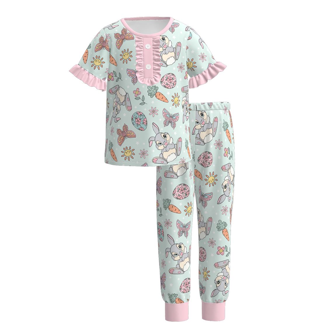 （Pre Order）Girls Easter Bunny Print Pajamas