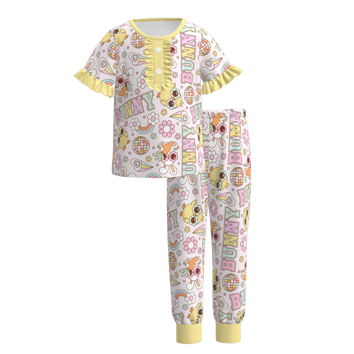 （Pre Order）Girls Easter Bunny Print Pajamas