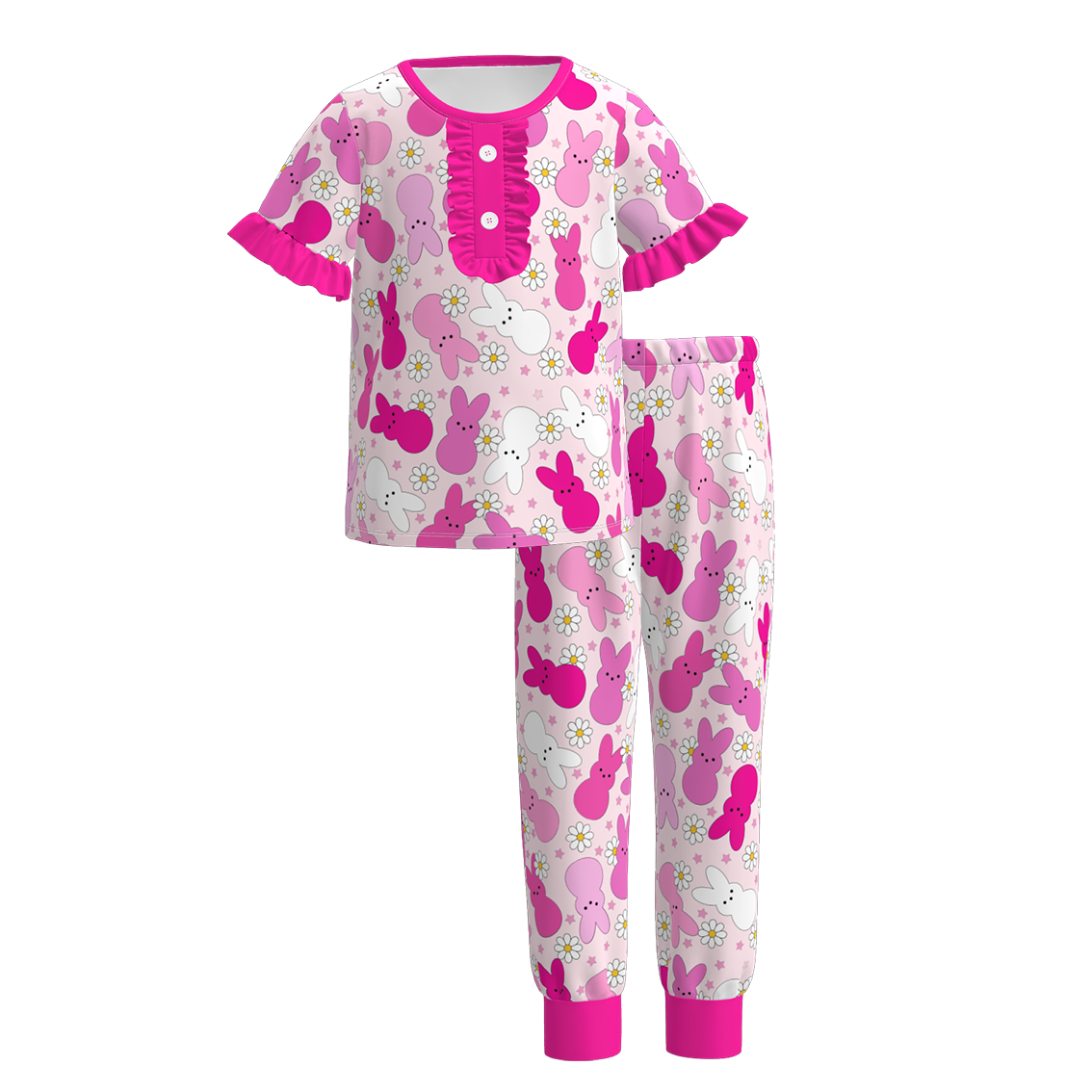 （Pre Order）Girls Easter Bunny Print Pajamas