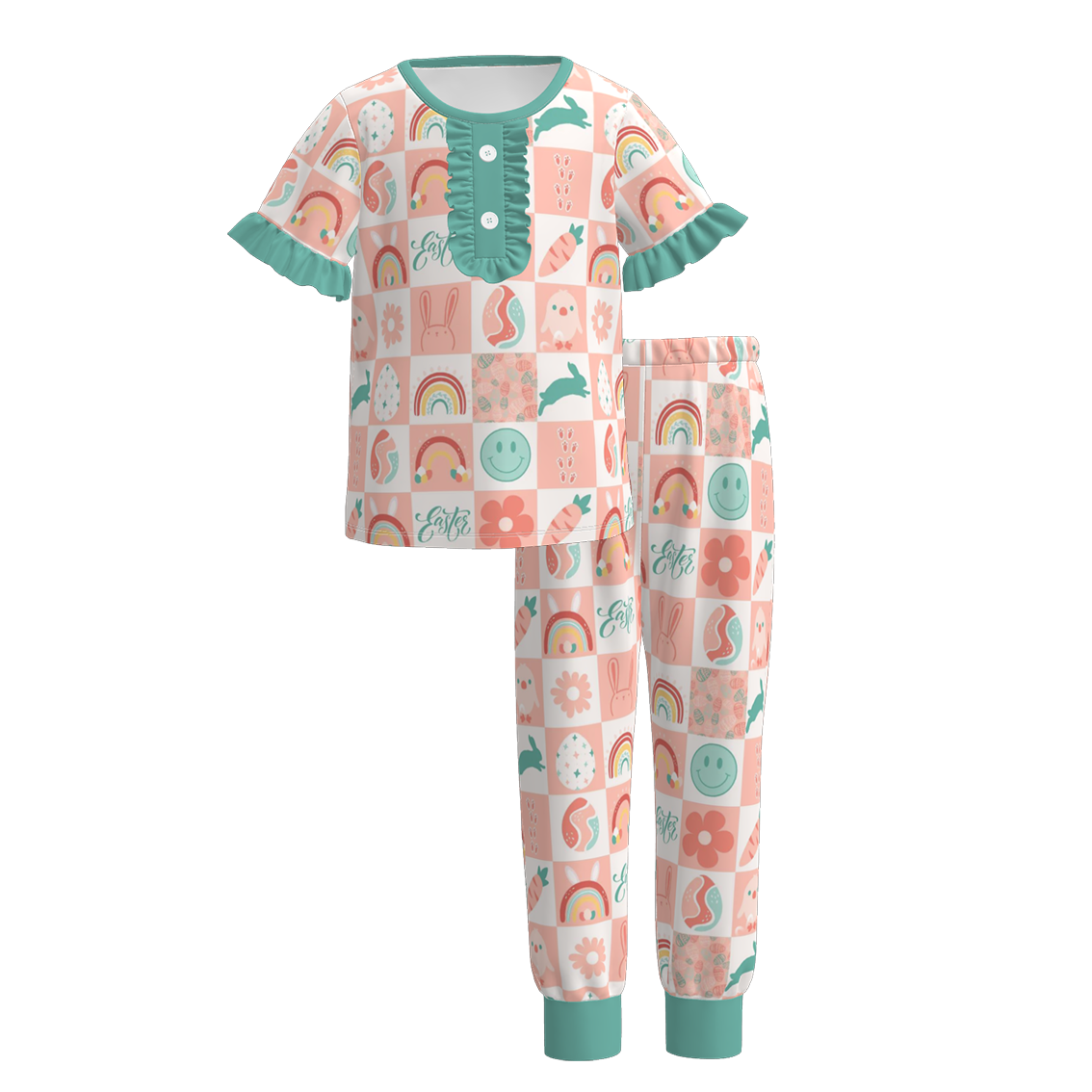 （Pre Order）Girls Easter Bunny Print Pajamas