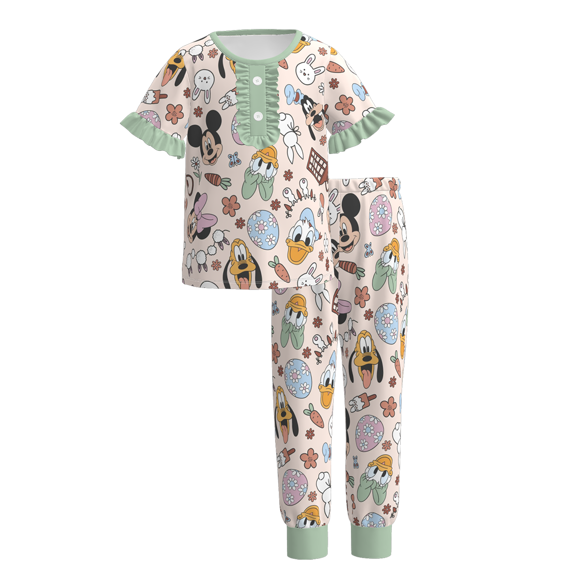 （Pre Order）Girls Easter Bunny Print Pajamas