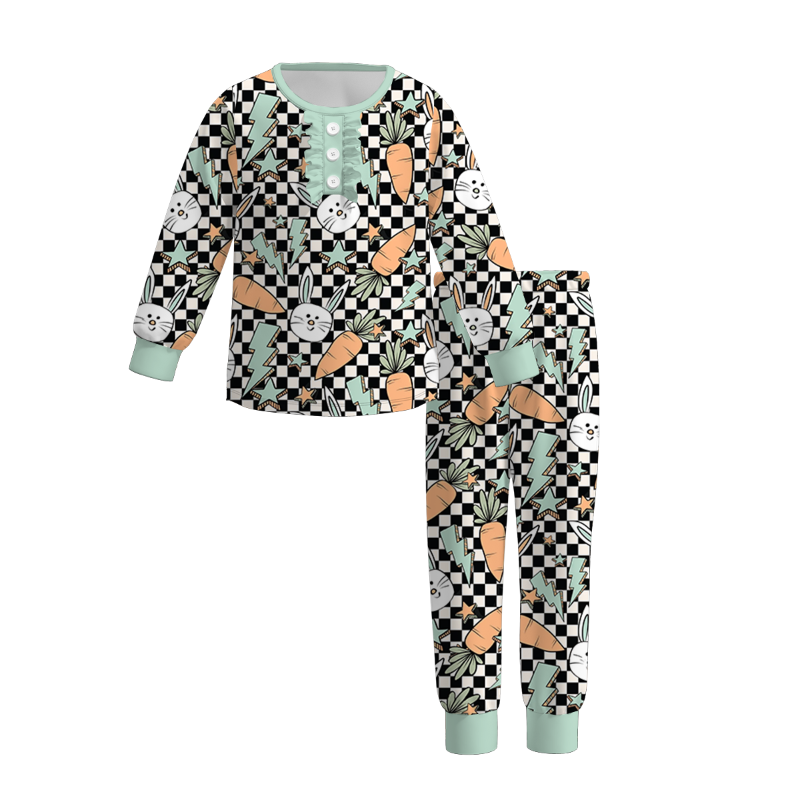 （Pre Order）Mommy and Me Easter Bunny Print Pajamas