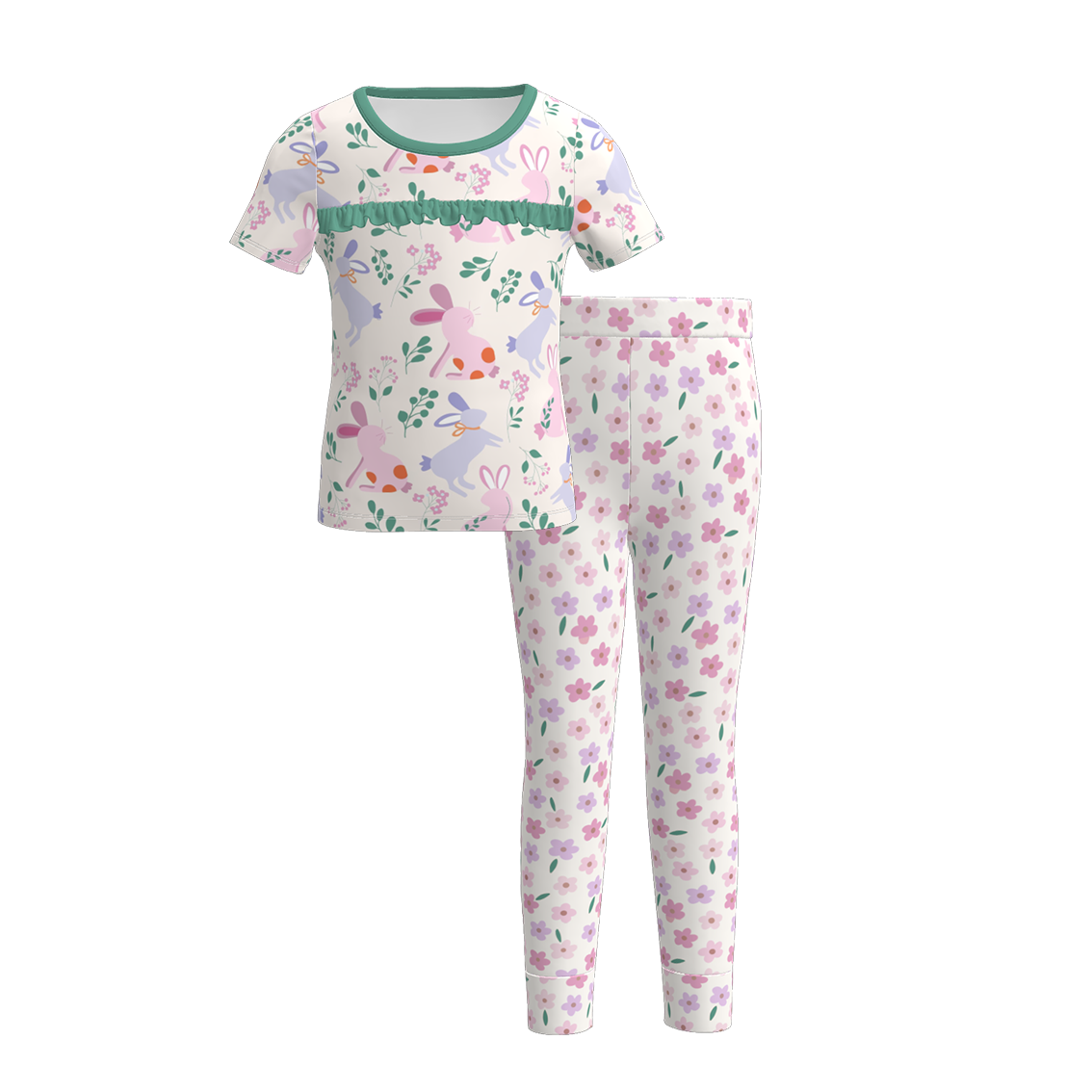 （Pre Order）Girls Easter Bunny Print Pajamas