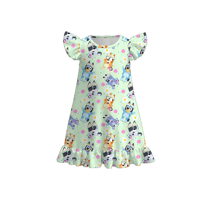 （Pre Order）Girls Spring and Summer TS,Cartoon＆Princess Print Pajamas Dress