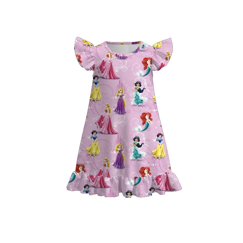 （Pre Order）Girls Spring and Summer TS,Cartoon＆Princess Print Pajamas Dress