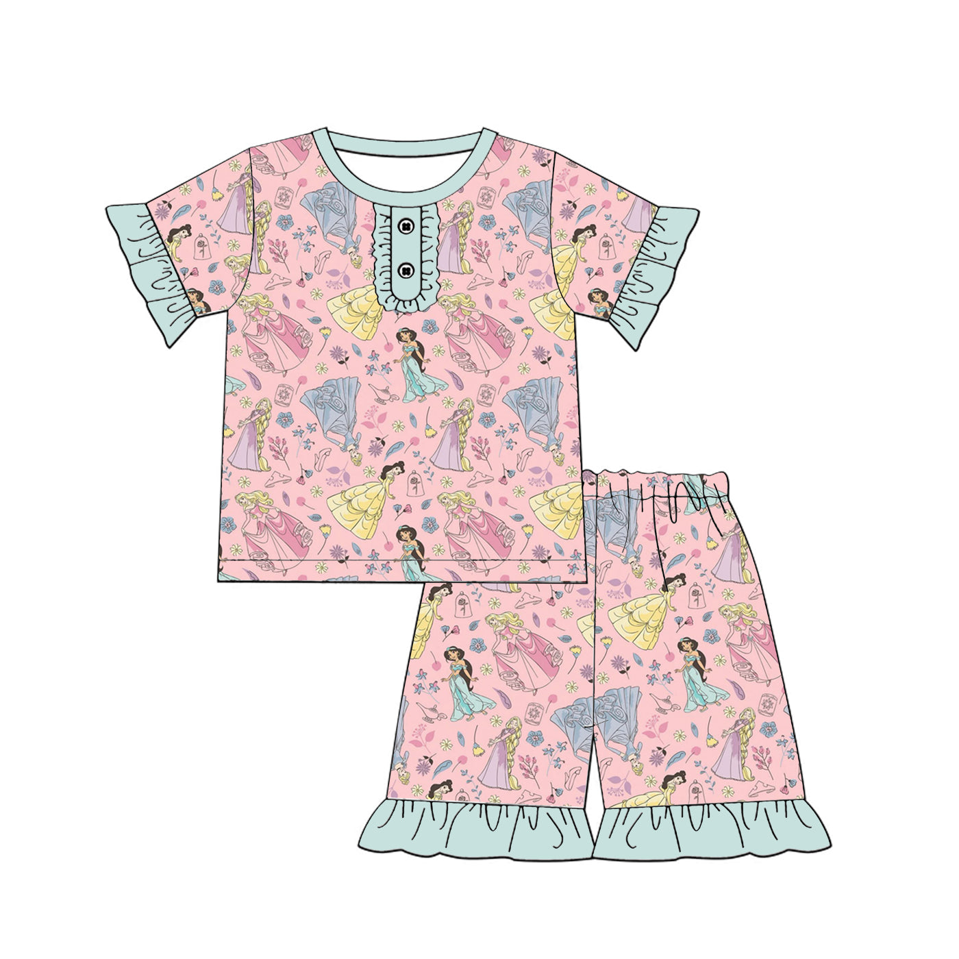 （Pre Order）Sisters Spring and Summer Princess Print Dress,Pajamas and Set