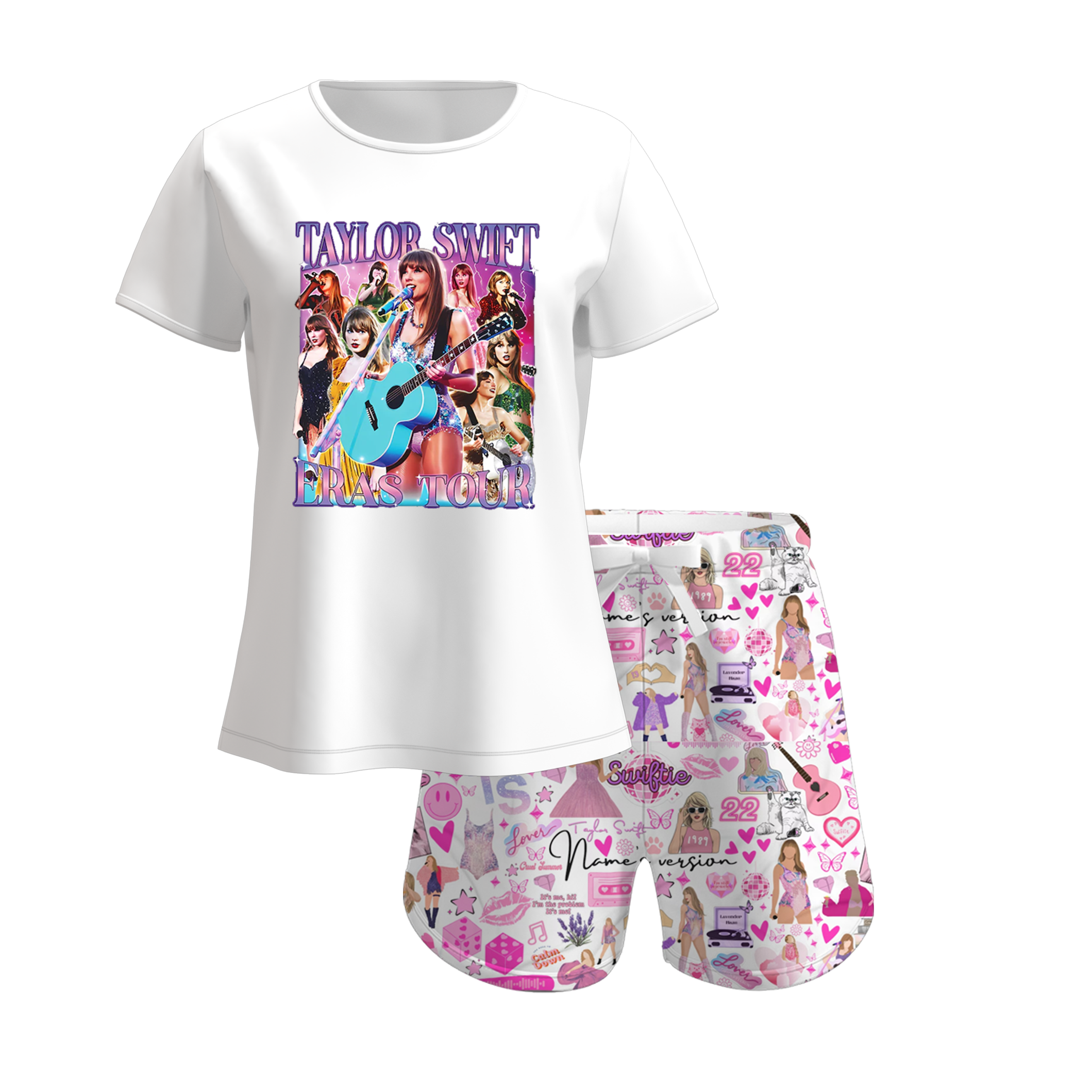 （Pre Order）Mommy and Me Summer TS Print Pajamas Short Set