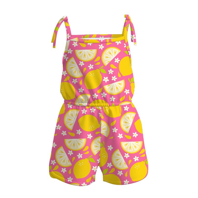 （Pre Order）Girls Lemon Flower Ballet Print Jumpsuit