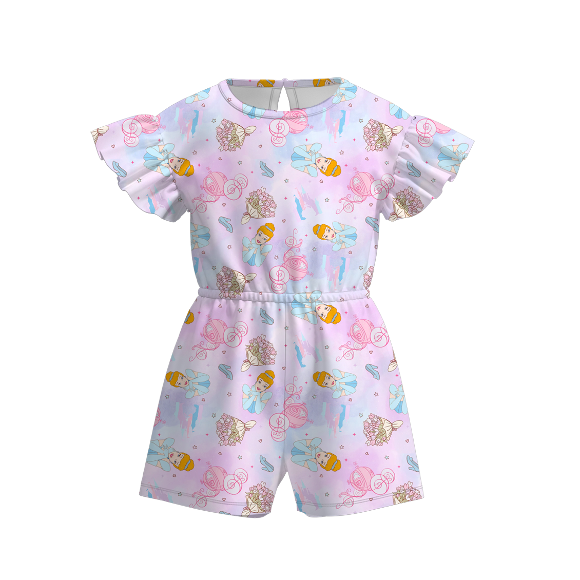 （Pre Order）Girls Summer Cartoon Print Jumpsuit