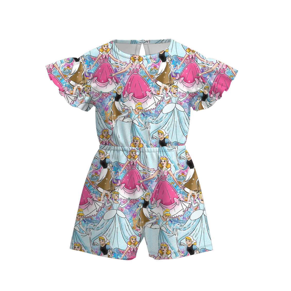 （Pre Order）Girls Summer Cartoon Print Jumpsuit