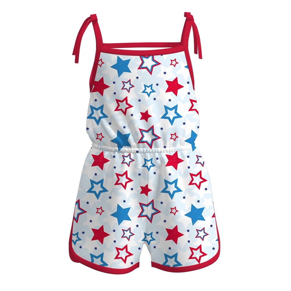 （Pre Order）Girls Summer 4th of July Jumpsuit Romper