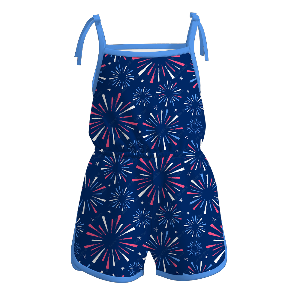 （Pre Order）Girls Summer 4th of July Jumpsuit Romper