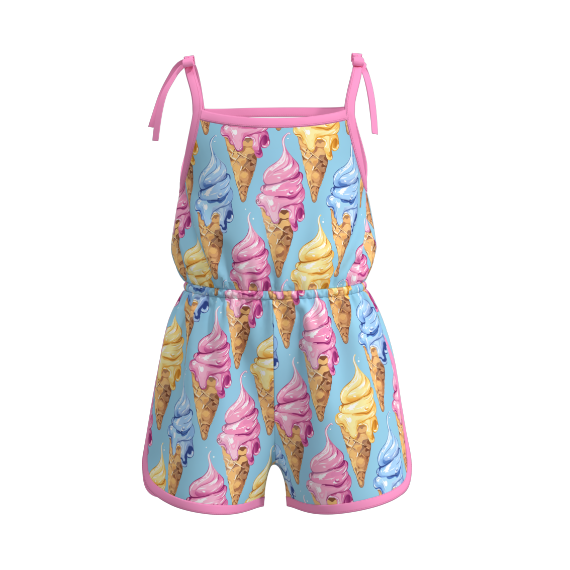 （Pre Order）Girls Summer Ice Cream Print Jumpsuit