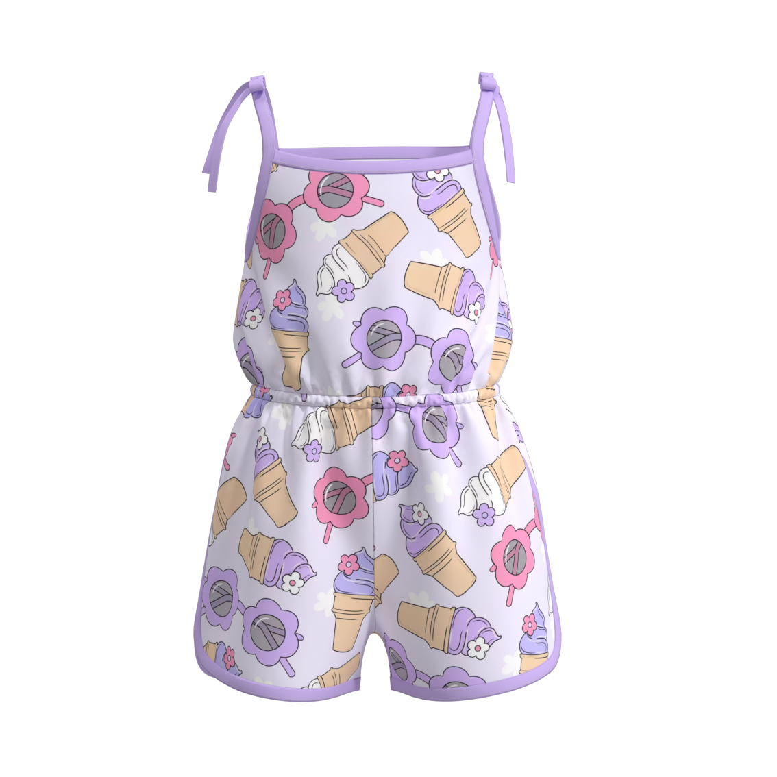 （Pre Order）Girls Summer Ice Cream Print Jumpsuit