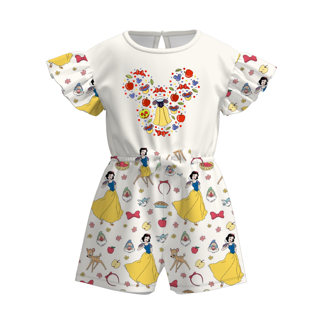 （Pre Order）Girls Summer Snow White Print Jumpsuit