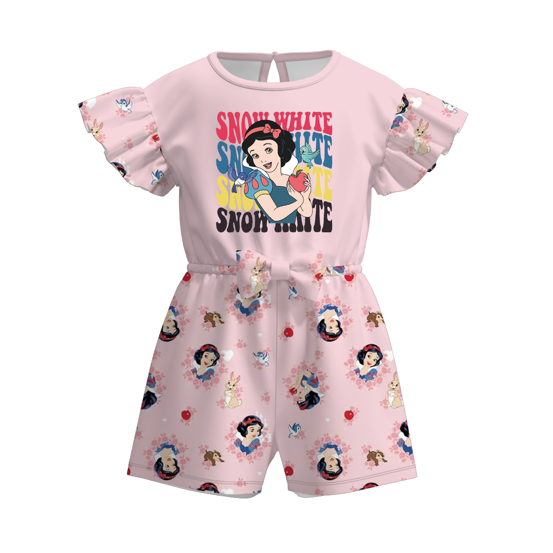 （Pre Order）Girls Summer Snow White Print Jumpsuit