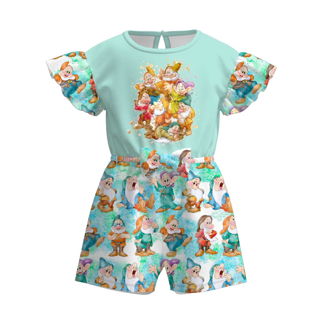 （Pre Order）Girls Summer Snow White Print Jumpsuit