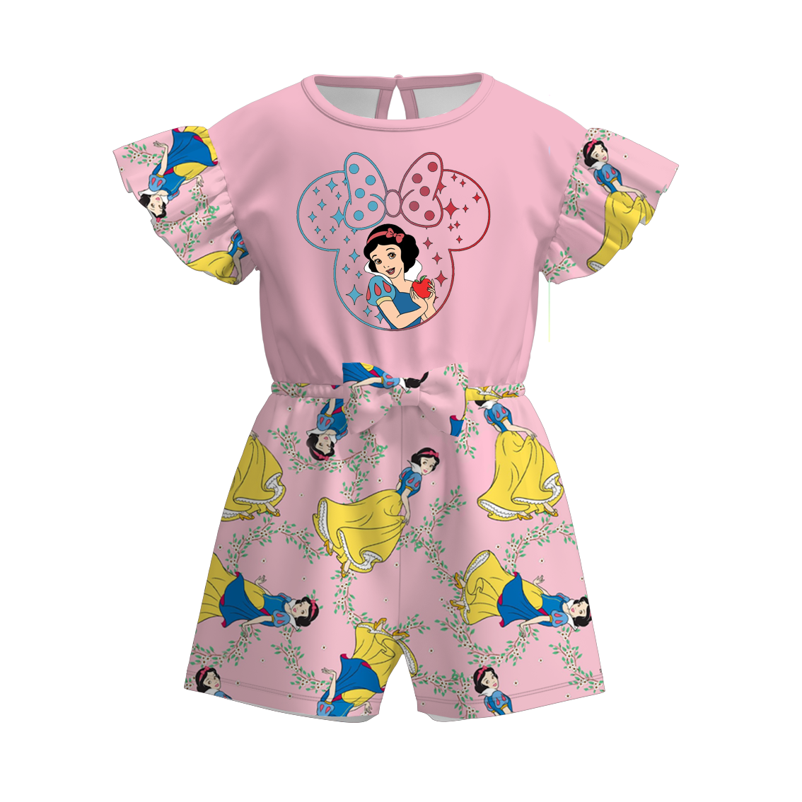 （Pre Order）Girls Summer Snow White Print Jumpsuit