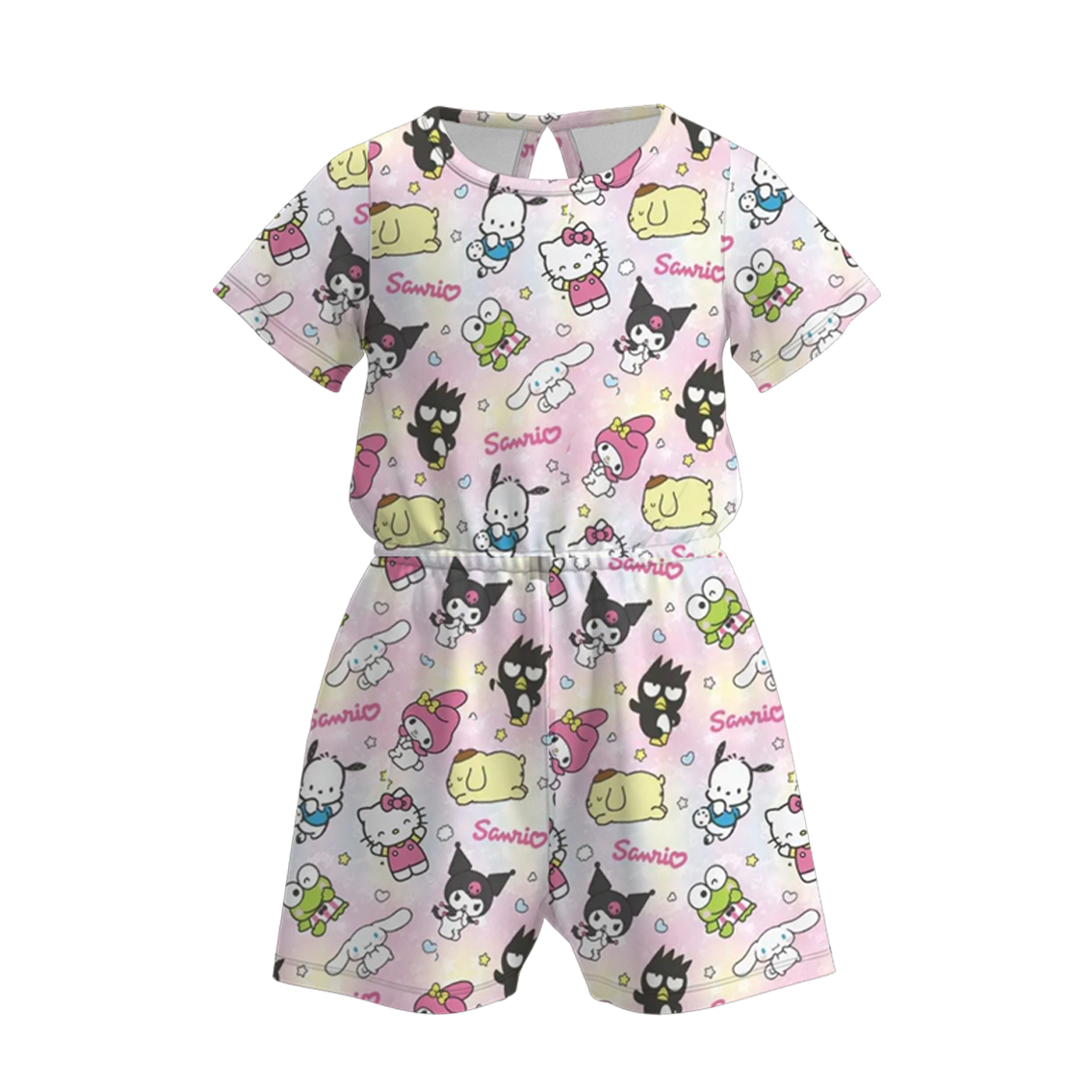 （Pre Order）Girls Summer Cartoon Print Jumpsuit