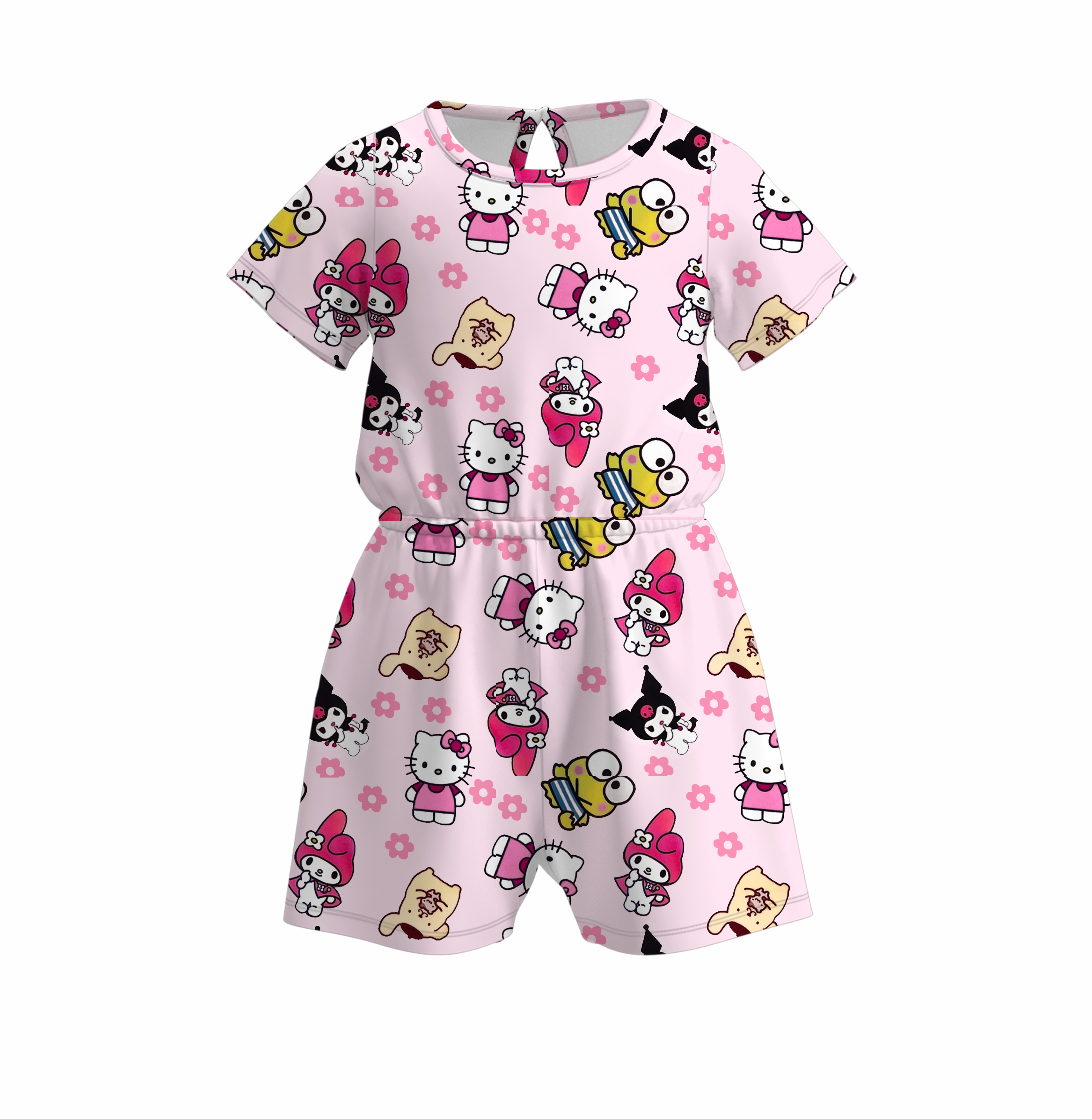 （Pre Order）Girls Cute Cartoon Print Jumpsuit