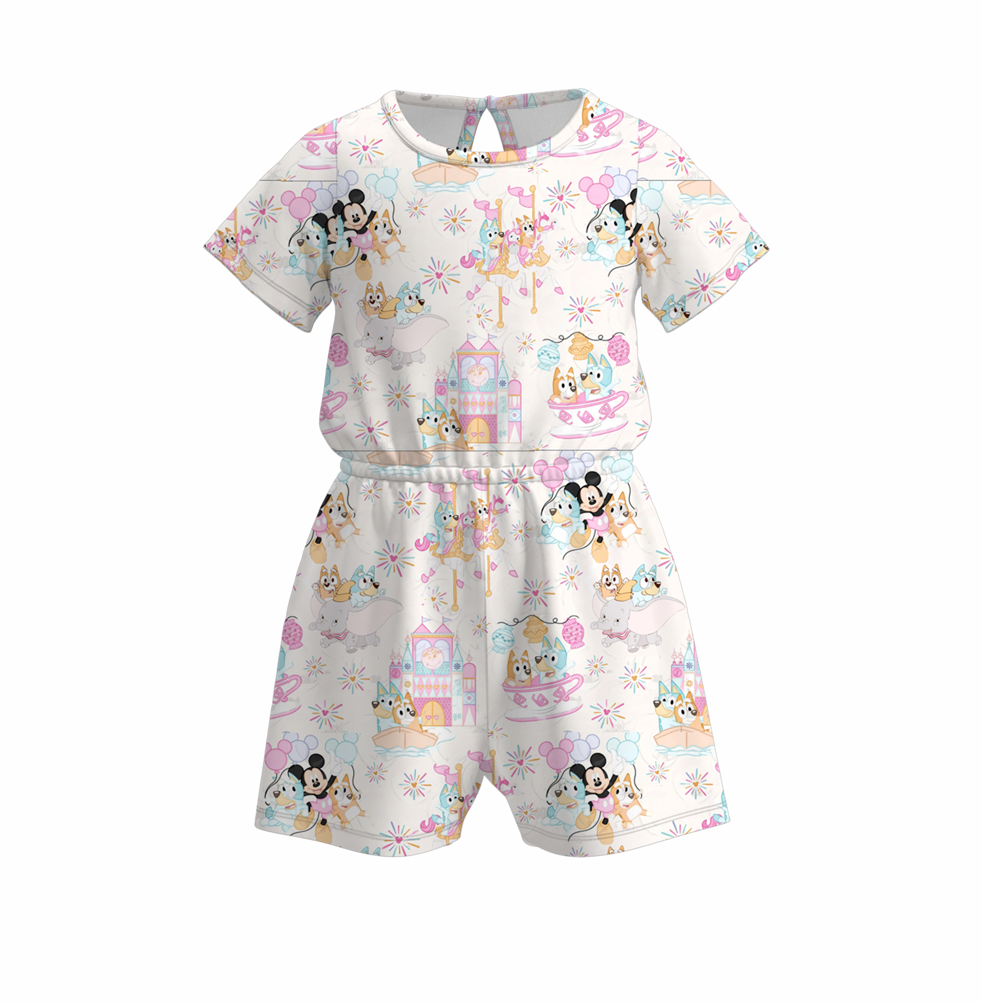 （Pre Order）Girls Cute Cartoon Print Jumpsuit