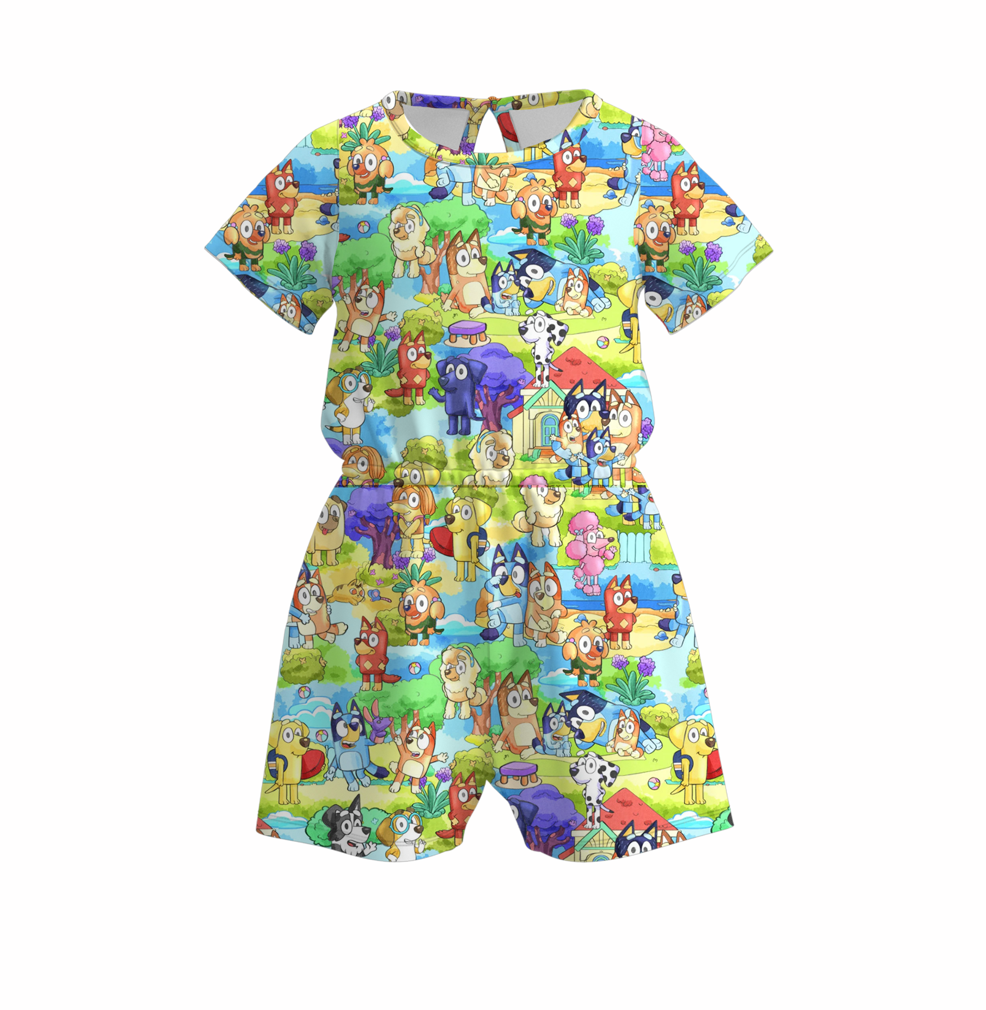 （Pre Order）Girls Cute Cartoon Print Jumpsuit