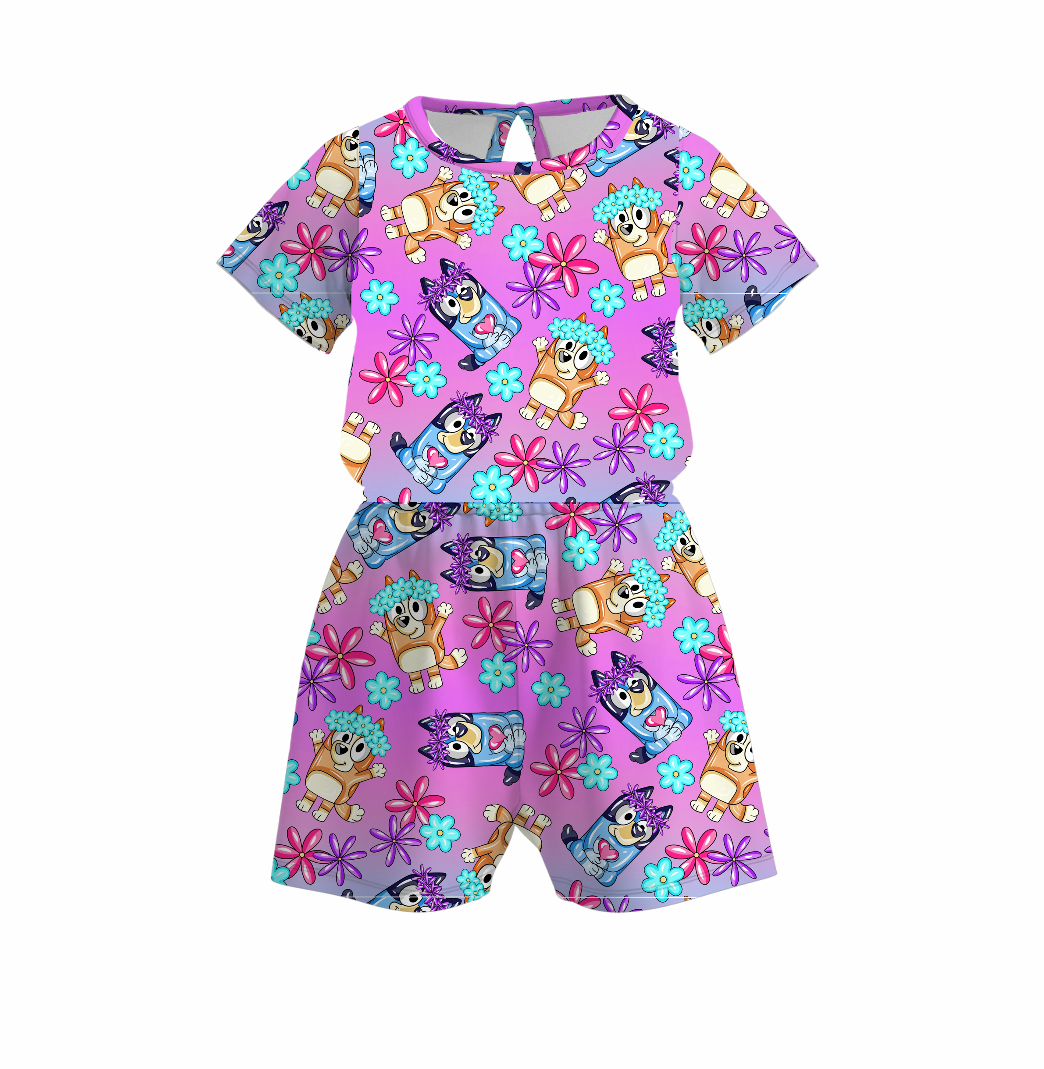 （Pre Order）Girls Cute Cartoon Print Jumpsuit