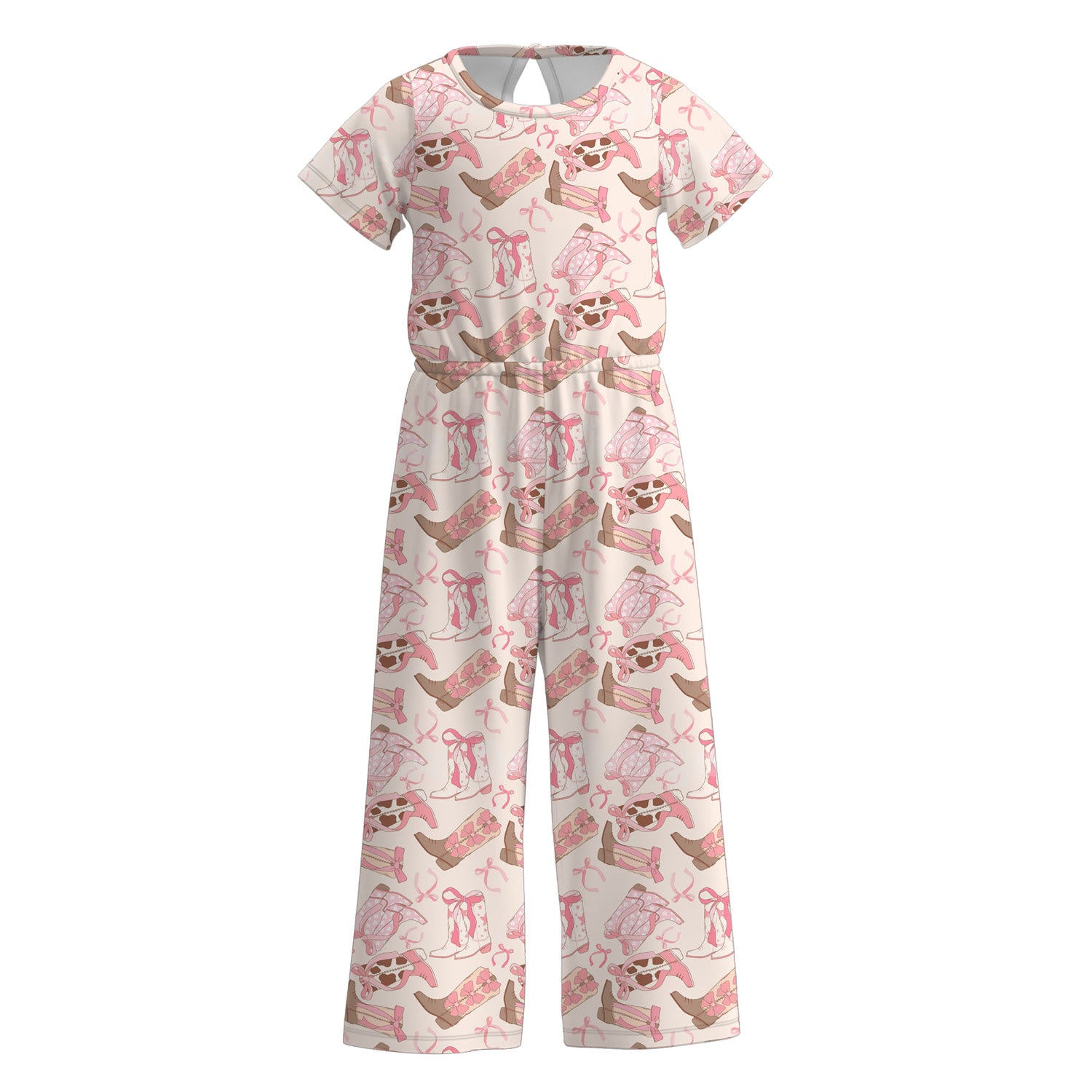 （Pre Order）Girls Fall Western Cowhand Print Jumpsuit