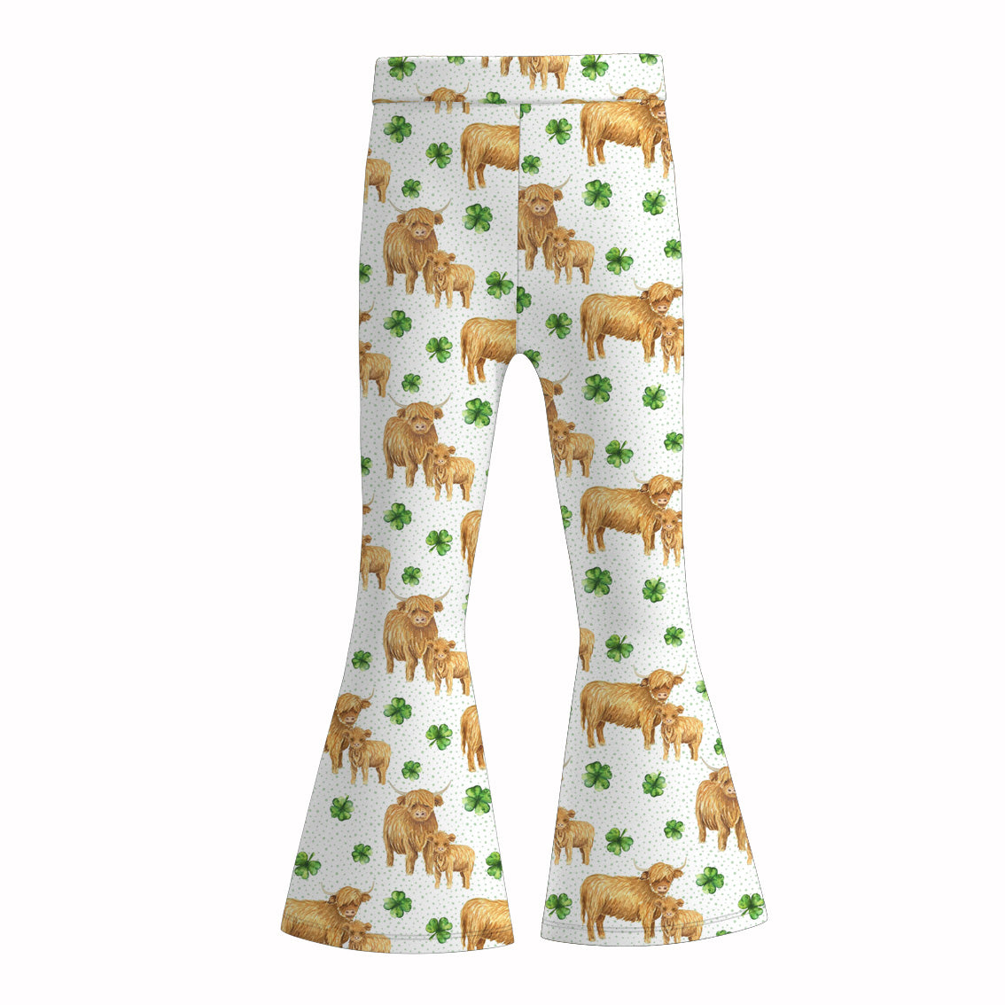 （Pre Order）Girls St.Patrick's Day Shamrock Print Bell Pants